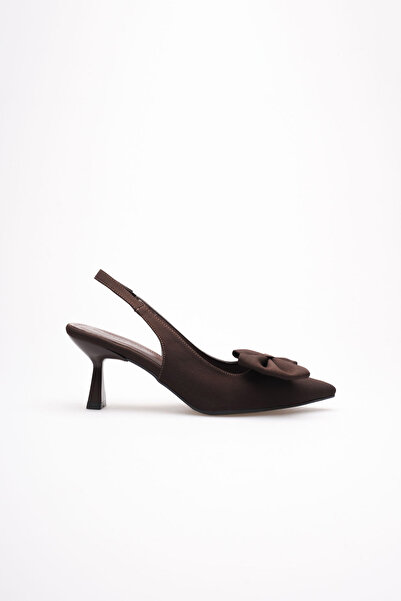 TRENDELLA Brown Bowknot Kitten Heel Slingback Women's Shoes