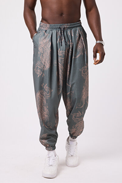 Superbluemexico Unisex Street Style Printed Wrinkled Sports Baggy Trousers