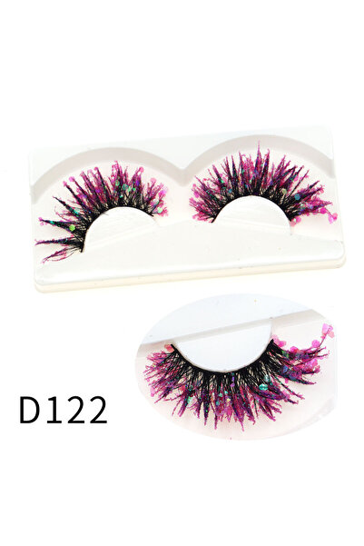 Choice13 D122 زوج واحد من الرموش الصناعية اللامعة المزينة بالترتر، بتصميم هال...