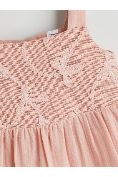 LC Waikiki Vizyon New Season Square Collar Bow Detailed Girls' Muslin Dress