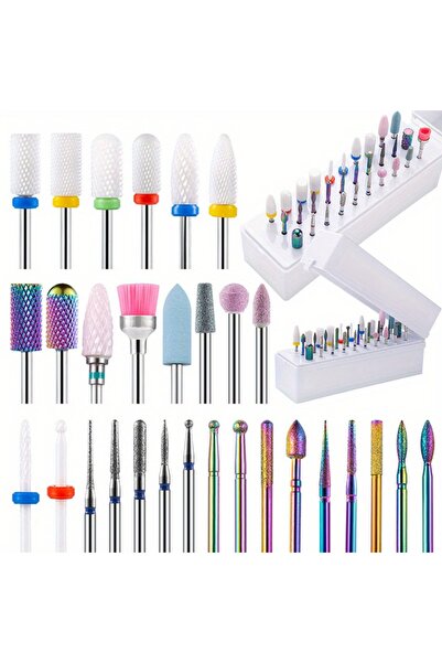 choice2 طقم N5 - 25/30 قطعة، رؤوس مثقاب أظافر 3/32 بوصة مع حامل وردي و50 قطعة...