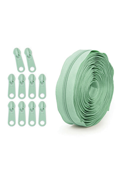 Choice4 199- أخضر فاتح، مجموعة واحدة = سحاب بطول 4.5 متر + 10 رؤوس سحاب بلاست...