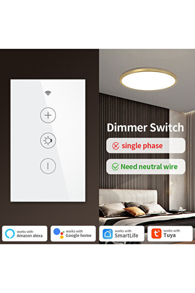 choice2 مفتاح تحكم ذكي لاسلكي يعمل باللمس من Tuya، أبيض اللون، يعمل بتقنية Wi...