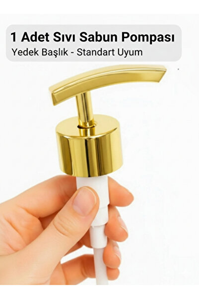 HZL HOME 1 Adet Sıvı Sabun Pompası, Yedek Başlık Standart Uyum Gold Renk Evre...