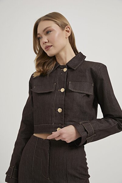 Arma Life Armalife 4984 women's denim jacket with shoulder pads and pocket flaps