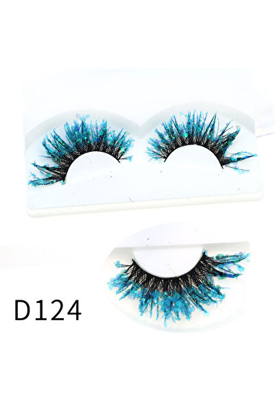 Choice3 D124 1 Pair Halloween Style Dreamy Sequins Glitter False Eyelashes Wh...