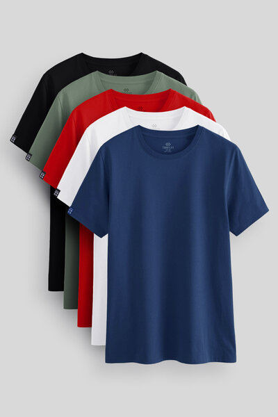 TOMMY LIFE Ανδρικό T-Shirt Standard Fit Basic O-Neck 5-pack - 87911