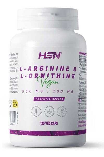 hsnstore HSN إل-أرجينين + إل-أورنيثين 500 ملغ/200 ملغ - 120 كبسولة نباتية