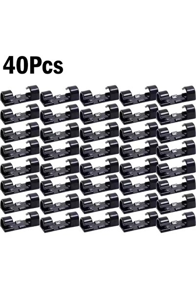 Choice7 40X-Black Cable Clips Organizer Drop Wire Holder Cord Management Self...