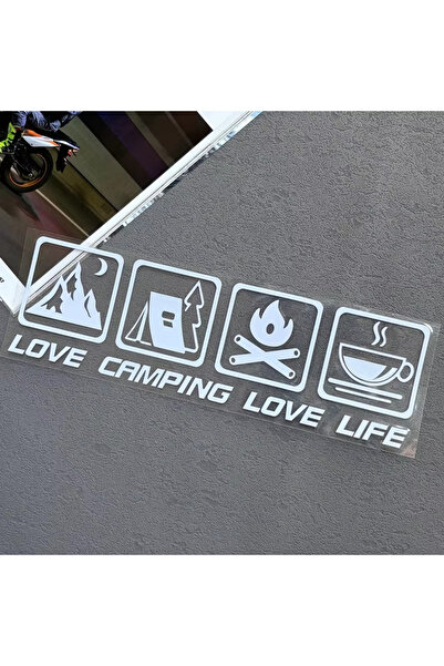 Choice1 25X7.5CM WHITE CANPING LOVE LIFE Camping Car Stickers Wilderness Camp...