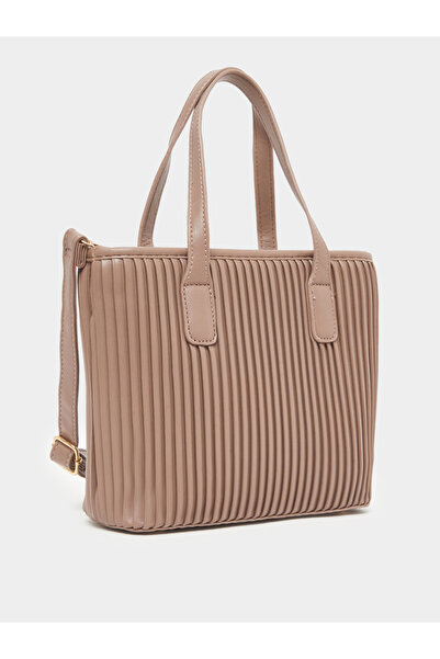 Styli Women Khaki Pleated Tote Bag