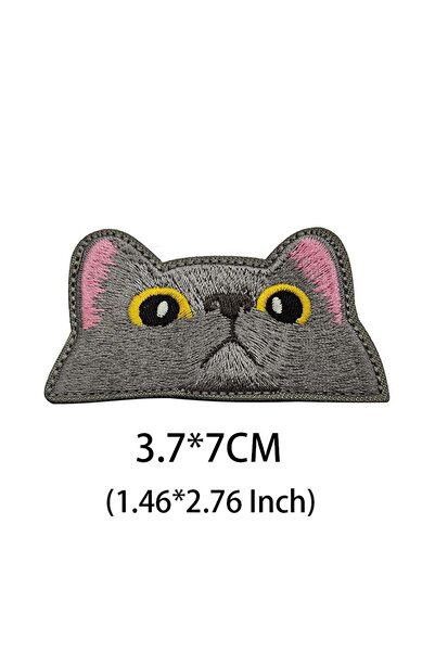 choice2 Embroidery-Gray 01 Funny Cat Face Tactical Badges Embroidery Applique...