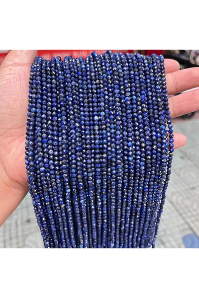 Choice1 خرزة من حجر اللازورد الطبيعي المصقول بأوجه، مقاس 3 مم، وخرزة من التور...