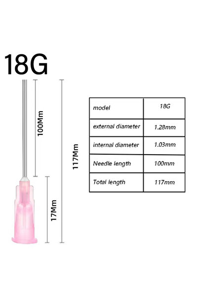 Choice11 18G 10pcs Extra Long Total Length 117mm Needle Length 100mm Tip Flat...