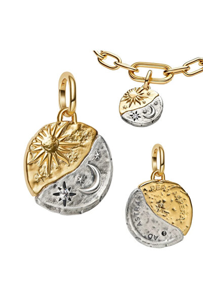 Choice5 AMC7243 Authentic 925 Sterling Silver Golden Round Charms Horse Lion ...