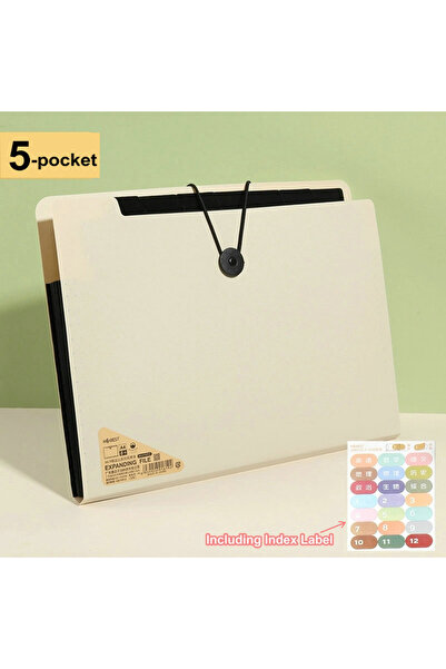 Choice8 منظم ملفات بيج قابل للتوسيع بخمسة جيوب، مقاس A4، منظم تصنيف الملفات ا...