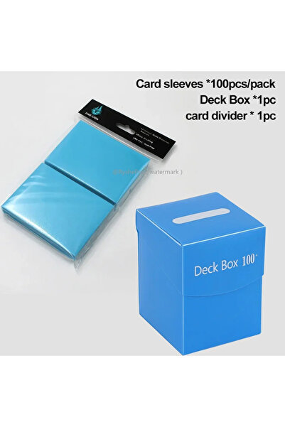 Choice10 Sky Blue Card Deck Box and 100 PCS 66x91mm Matte Standard Size Card ...