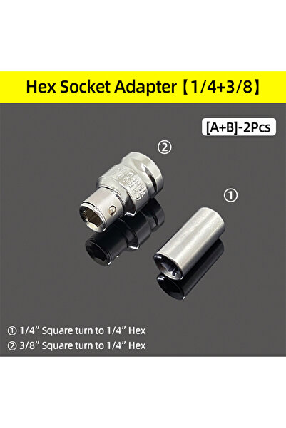 Choice15 محول A-B قطعتين من محرك مربع 1/4 بوصة، 3/8 بوصة، 1/2 بوصة إلى ساق سد...