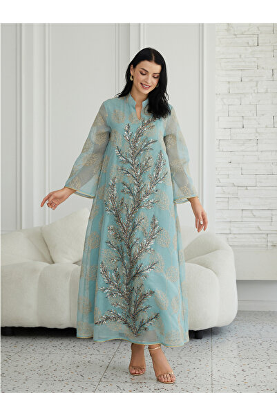 Take Two By Styli Women Textured Sequin Patch Detail A-Line Jalabiya