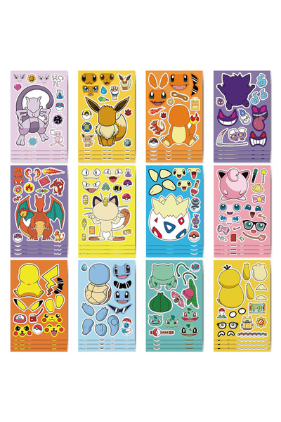 Choice12 Style2 6Sheets 6/8/12/16Sheets Pokemon Puzzle Stickers Children Make...