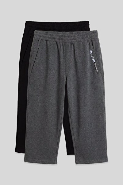 TOMMY LIFE Standard Fit 2-Pack Black-Anthracite Melange Men's Capri - 83092