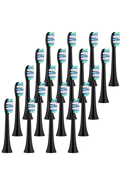 Choice أسود - 20 قطعة (4/8/12/20 قطعة) متوافقة مع فرشاة أسنان فيليبس سونيكير ...