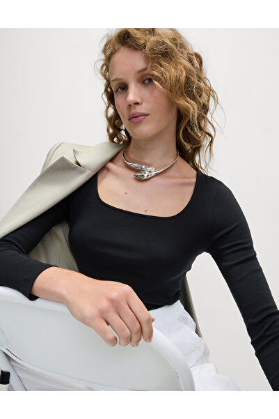 Marks & Spencer Saf Pamuklu Kare Yaka Üst