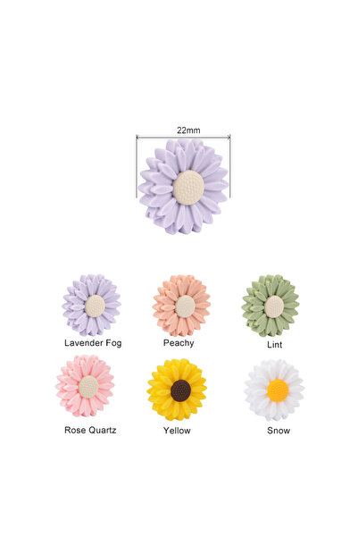 Choice4 مجموعة خرز سيليكون صغيرة من LOFCA بتصميم زهرة الأقحوان وعباد الشمس، س...