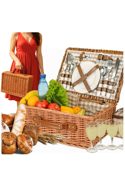 Other Set coșuri de picnic din răchită pentru 4 persoane cu geantă frigorifică