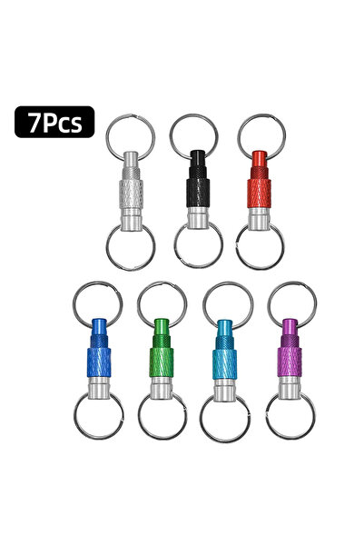 Choice16 7 قطع من حلقات المفاتيح المزدوجة القابلة للفصل، حامل مفاتيح معدني مح...