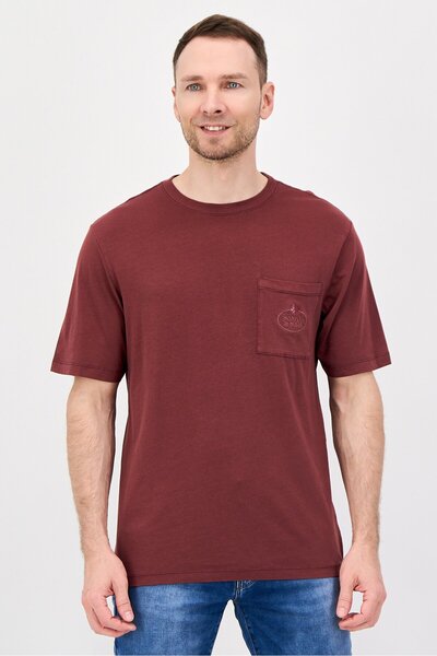 Scotch & Soda Men Crew Neck Short Sleeve Embroidered Logo T-Shirt, Maroon