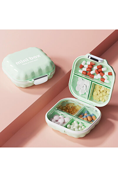 choice2 علبة أدوية صغيرة خضراء تكفي لثلاث وجبات يوميًا، وموزع أدوية محمول للا...