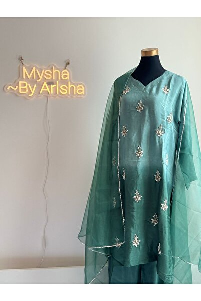 Mysha by arisha silk green kurta pajama set