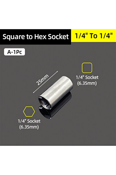 Choice4 محول A-1 قطعة من محرك مربع 1/4 بوصة، 3/8 بوصة، 1/2 بوصة إلى ساق سداسي...