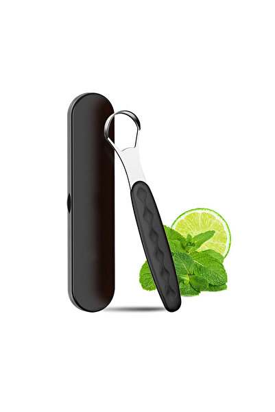 Choice3 منظف ​​لسان أسود مع علبة، حقيبة محمولة، مكشطة لسان من الفولاذ المقاوم...