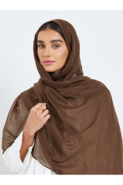 Amirah By Styli Brown Embellished Textured Hijab