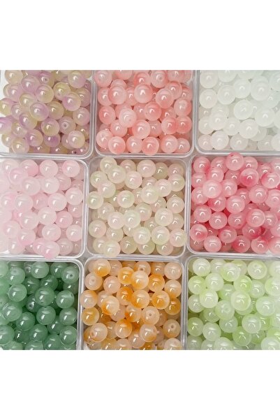 Choice24 8mm-50pcs random mixed color 50pcs 8/10mm Dual Color Glass Round Loo...