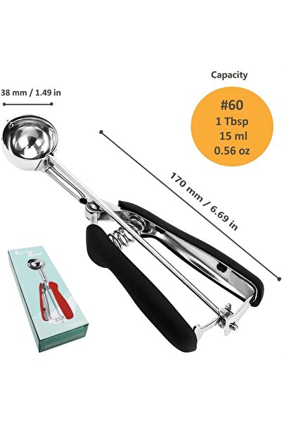 Choice1 60 Stainless Steel Ice Cream Scoop For Baking Cookie Scoop, Trigger R...
