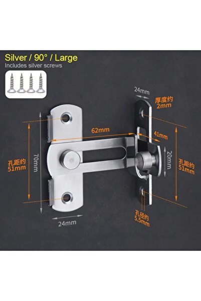 Choice6 قفل باب حظيرة كبير من الفولاذ المقاوم للصدأ، قطعة واحدة، فضي 90، مزلا...