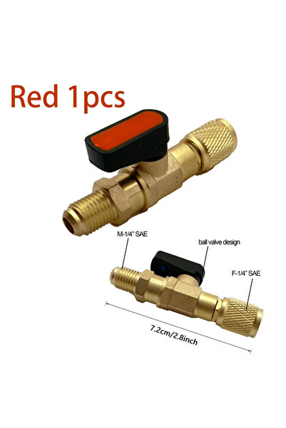 Choice10 1pcs Straight red Refrigerant Angled Shut-Off Ball Valve Adapter 1/4...