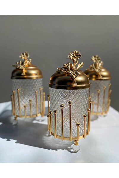 AZADE BAKIR GOLD ELİT LÜX KRİSTAL KAVANOZ 3’LÜ SET