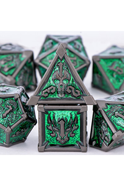Choice3 AF04 DnD Skull&Dragon Metal Dice Set, Metal Sharp Edge Dice for Dunge...