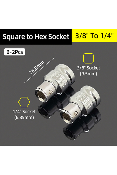 Choice3 B-2Pcs 1/4" 3/8" 1/2" square drive to 1/4" sing sket adapter convert ...
