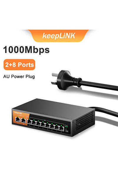 Choice1 مفتاح تبديل مزود بقابس أسترالي، مفتاح KeepLiNK جيجابت ذو 10 منافذ مع ...