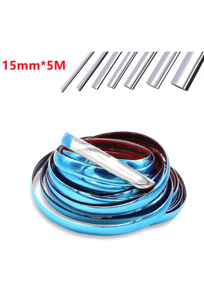 choice2 15mm-5M Exterior Car Chrome Body Strip Bumper Auto Door Protector Mou...