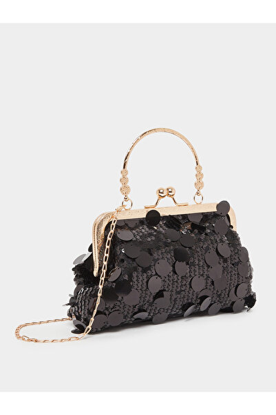 Styli Black Sequin Clutch Bag