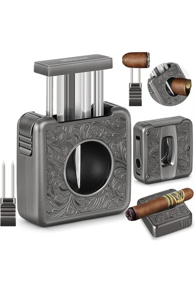choice2 Gray Cigar Cutter,4 in 1 Multifunction V Cut Cutter with Cigar Punch,...