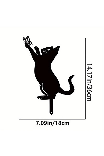 choice2 TY3156-03 أوتاد حديقة على شكل عائلة قطط ساحرة - صورة ظلية لطيفة لقطة،...