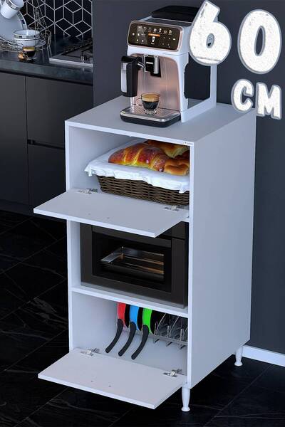 Modilayn Duru 60x119,2x56 cm Kapaklı Mikrodalga ve Midi Fırın Standı - 3 Bölm...