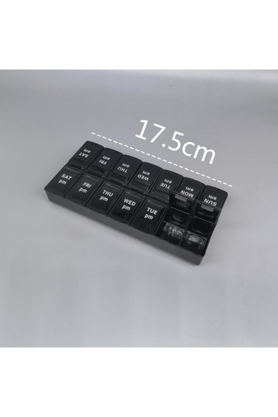 Choice8 علبة أدوية أسبوعية سوداء باللغة الإنجليزية، 14 قسمًا، تكفي لوجبتين يو...